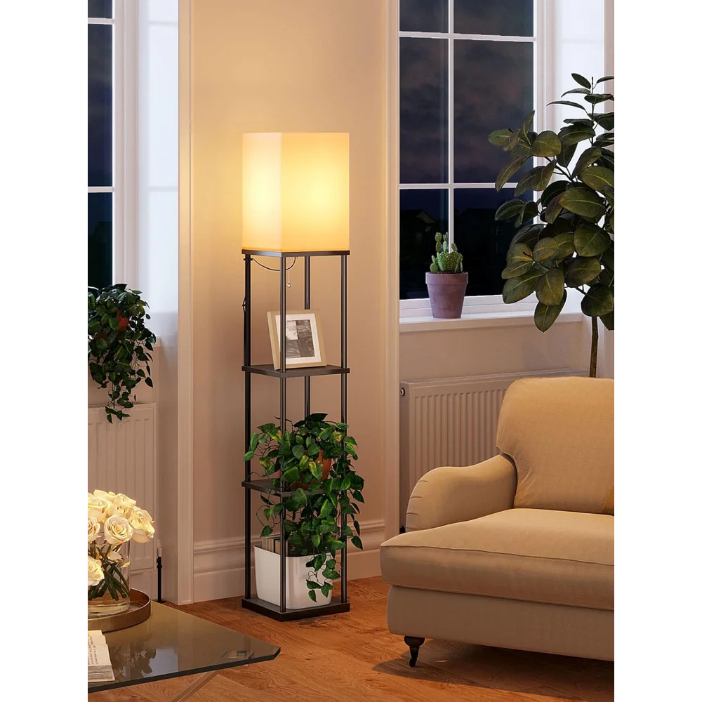 Floor Lamp with Shelves 4-Tier Shelf