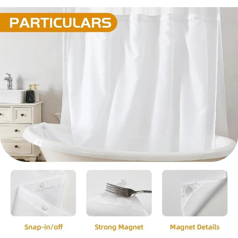 Fabric Snap-in Shower Curtain Liner No Hook