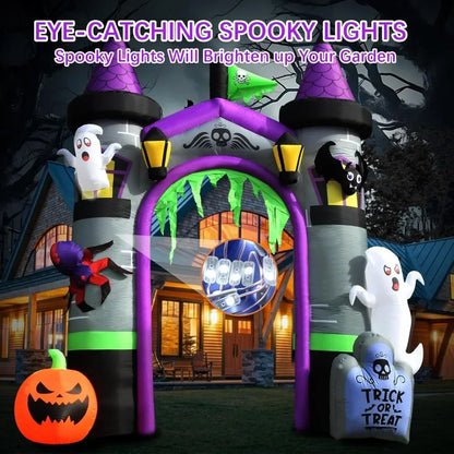 12.5 FT Spooky Halloween Outside Decor, Ghost, Pumpkin Witch, Castle Inflatables