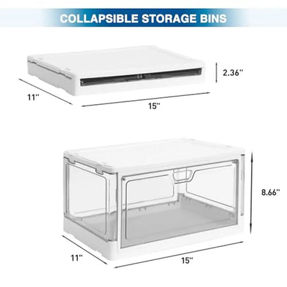 Clear Stackable Storage Bins 3-Pack Magnetic Doors