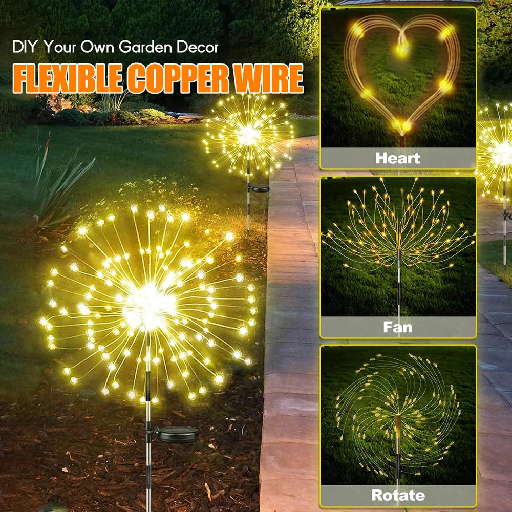 Solar Firework Fairy Light LED Outdoor Waterproof