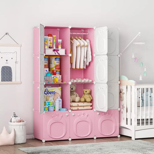 Kids Wardrobe Closet Baby Cabinet with Door